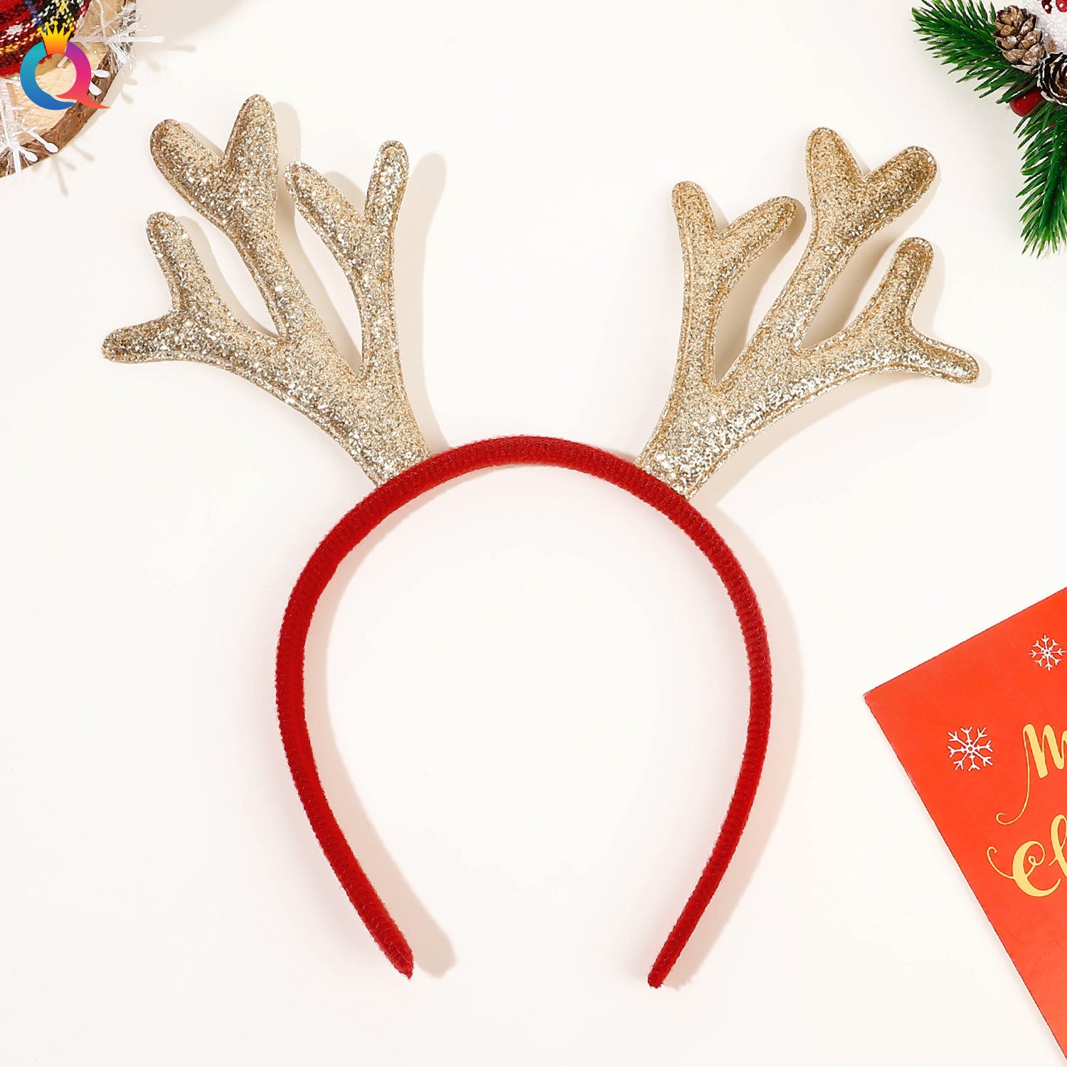 Wholesale Christmas antlers high skull top pressed holiday party headband